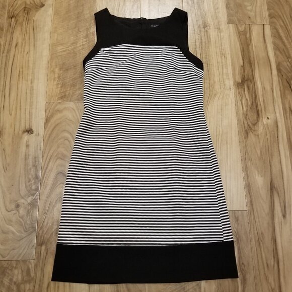 Pink Tartan Sleeveless A-Line Shift Dress 2 Black White Striped Retro 60s Mod - Picture 4 of 7